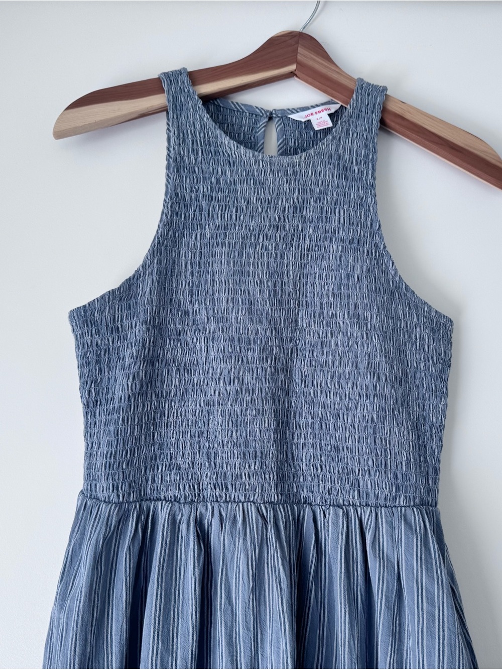 Smocked High Scoop Neck Dress with pockets - Picture 3 of 9